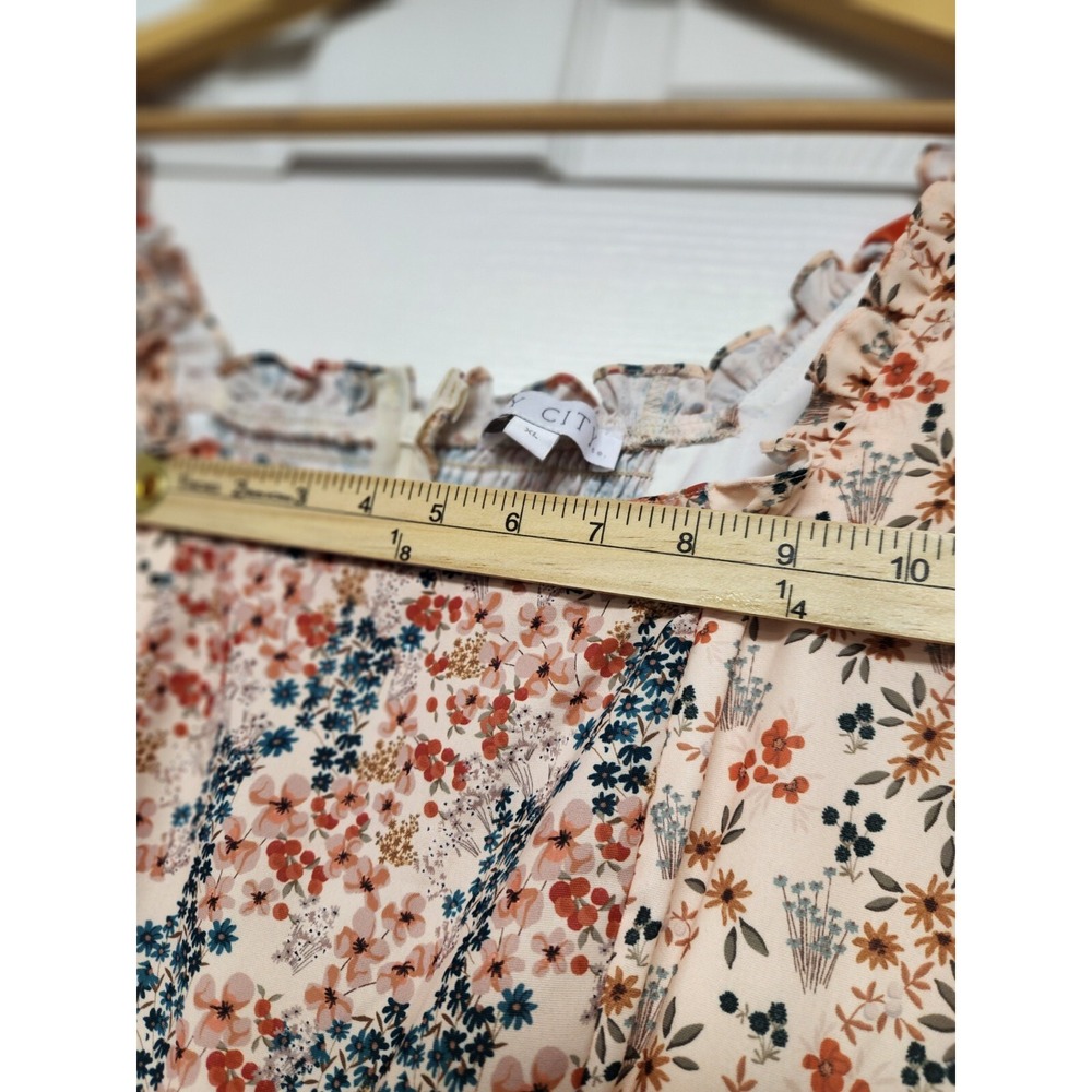 Ivy City Co Flowers For All Dress Womens XL Short sleeve Midi Cottage Peasant - Picture 10 of 10